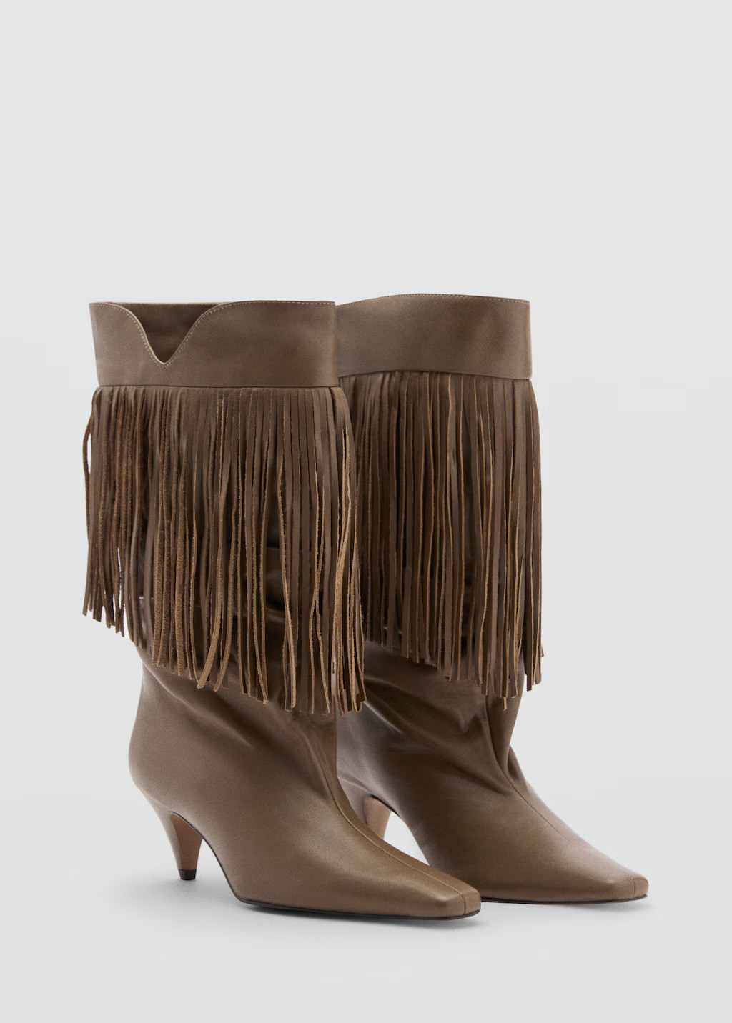 Leather ankle boot with fringe heel - Women | MANGO USA | Mango (US/MX/AU)