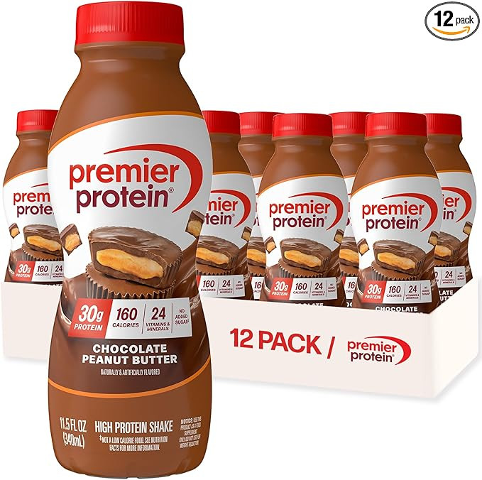 Premier Protein Shake, Chocolate Peanut Butter, 30g Protein, No Added Sugar, 24 Vitamins & Minera... | Amazon (US)