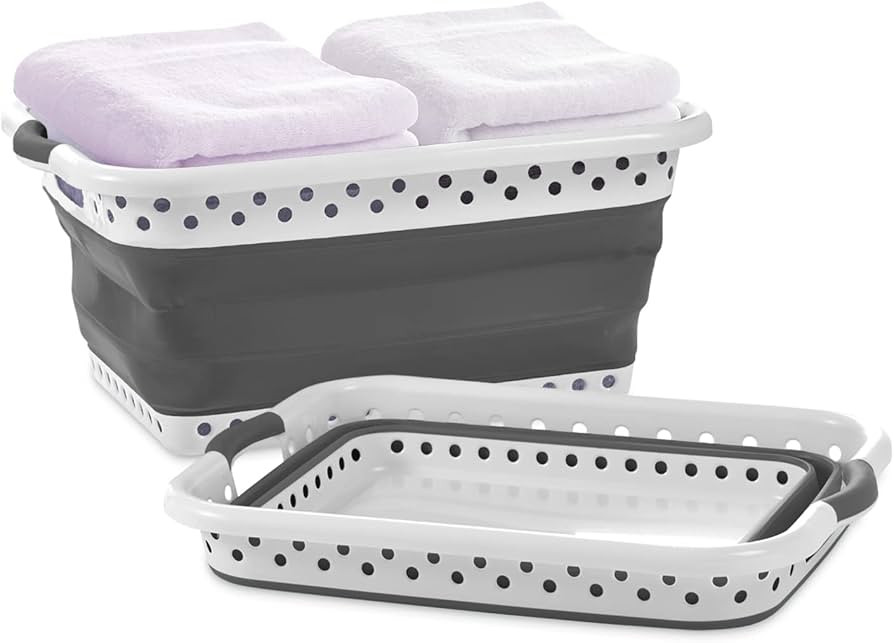 Pop & Load Collapse & Store 1 Large 25" Slim Collapsible Plastic Laundry Basket, Space Saving Por... | Amazon (US)