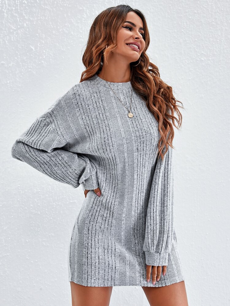 SHEIN Drop Shoulder Heather Gray Tee Dress Without Belt | SHEIN