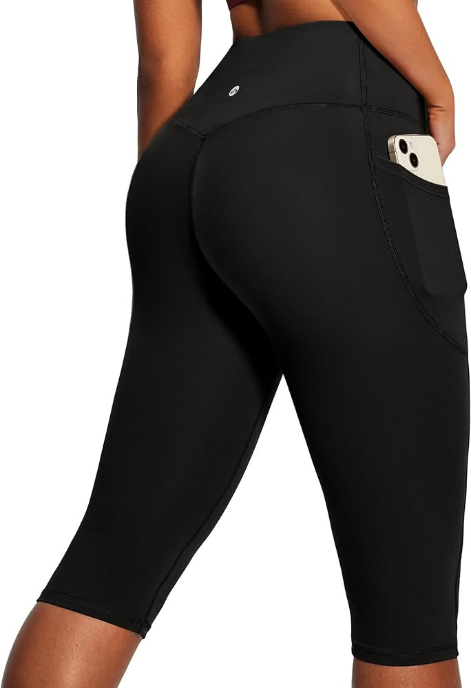 Heathyoga Capri Leggings with Pockets for Women Tummy Control Knee Length Leggings Yoga Pants Wom... | Amazon (US)