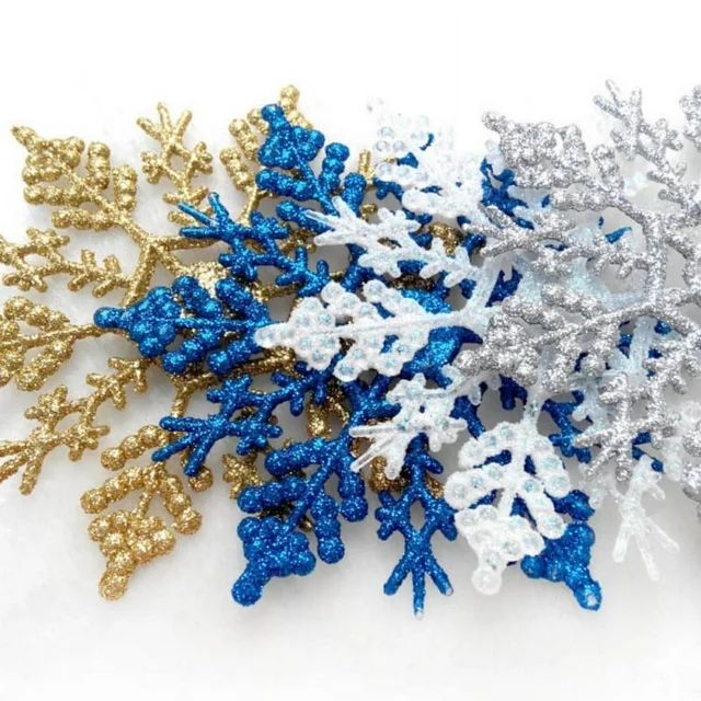 Plastic Christmas Glitter Snowflake Ornaments Christmas Tree Decorations, 4-inch, Set of 12 - Wal... | Walmart (US)