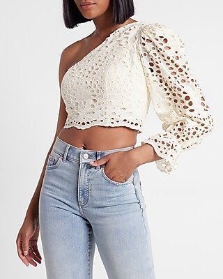 Limited Edition Eyelet One Shoulder Cropped Top | Express