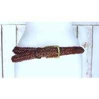 Vintage Braided Woven Brown Thick Leather Belt/Boho/Hippie Boho Belt/36 | Etsy (US)