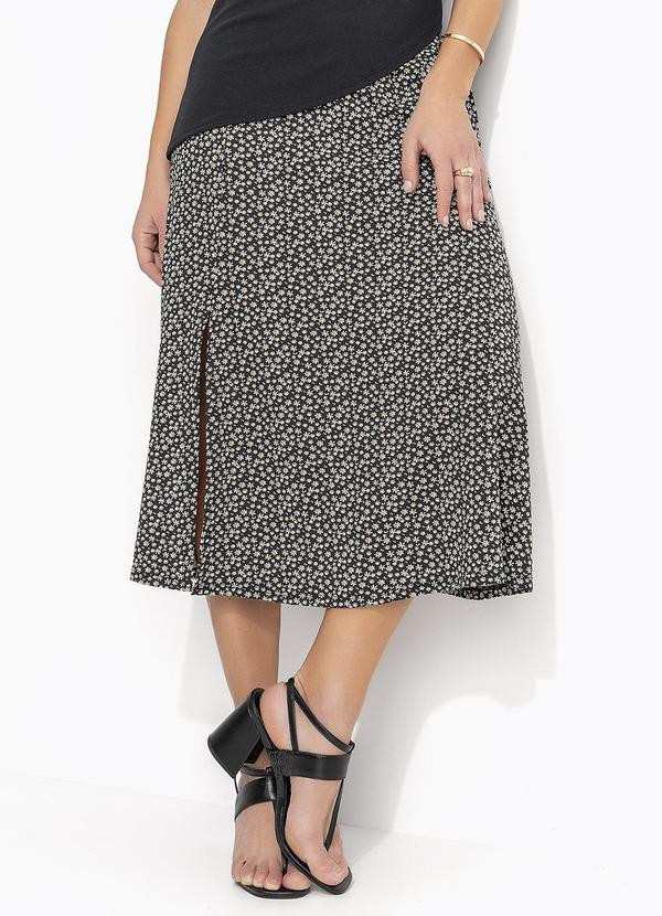 Quintess - Saia Midi Margaridas com Bolsos e Fenda | Posthaus (BR)