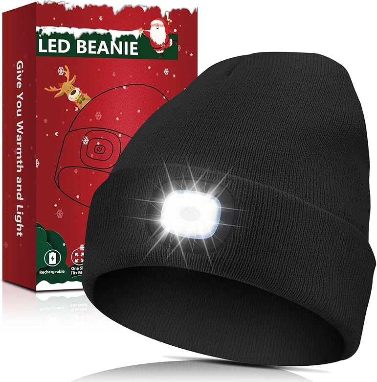 Stocking Stuffers Gifts for Men, Unisex LED Beanie Hat with Light, Christmas White Elephant Gifts... | Amazon (US)