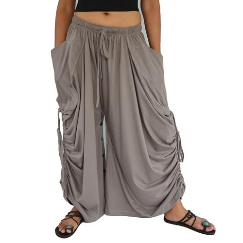 Sakoonee Women's Harem Pants Palazzo Dhoti Lounge Trousers, Convertible to a Skirt 2 Pockets Cotton, One Size, Elastic Waist | Amazon (US)