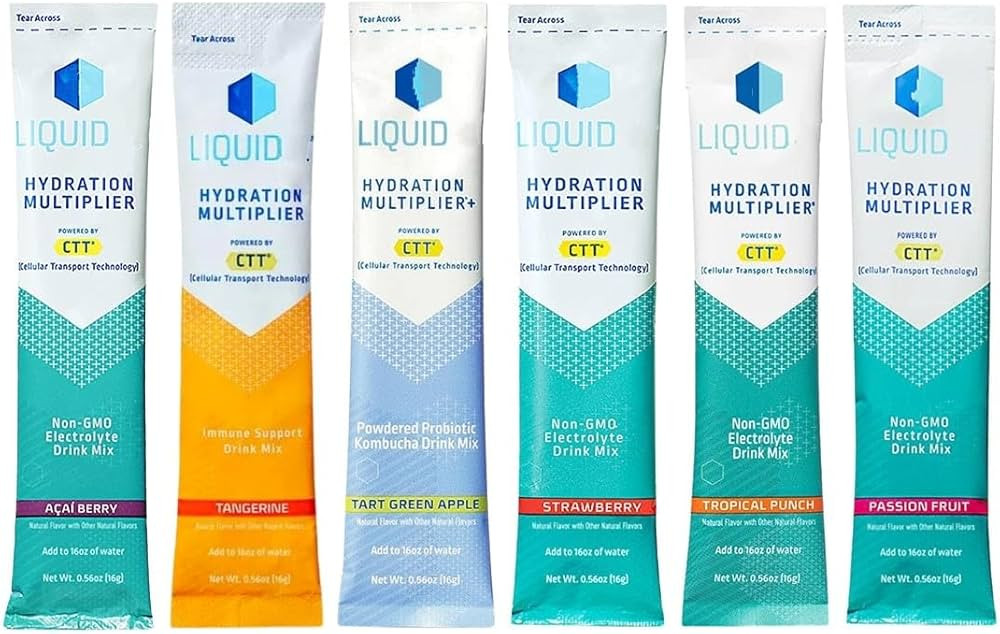 Liquiid-IVHydration, Multiplier, 6 Flavor Assorted Variety, Electrolyte Drink Mix Powder Packets,... | Amazon (US)