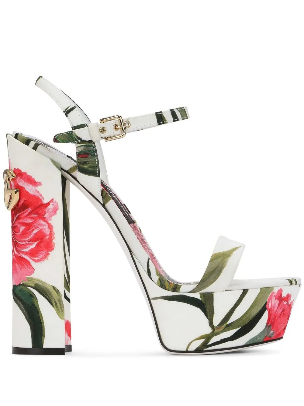 Dolce & Gabbana floral-print Platform Sandals | White | FARFETCH | Farfetch Global