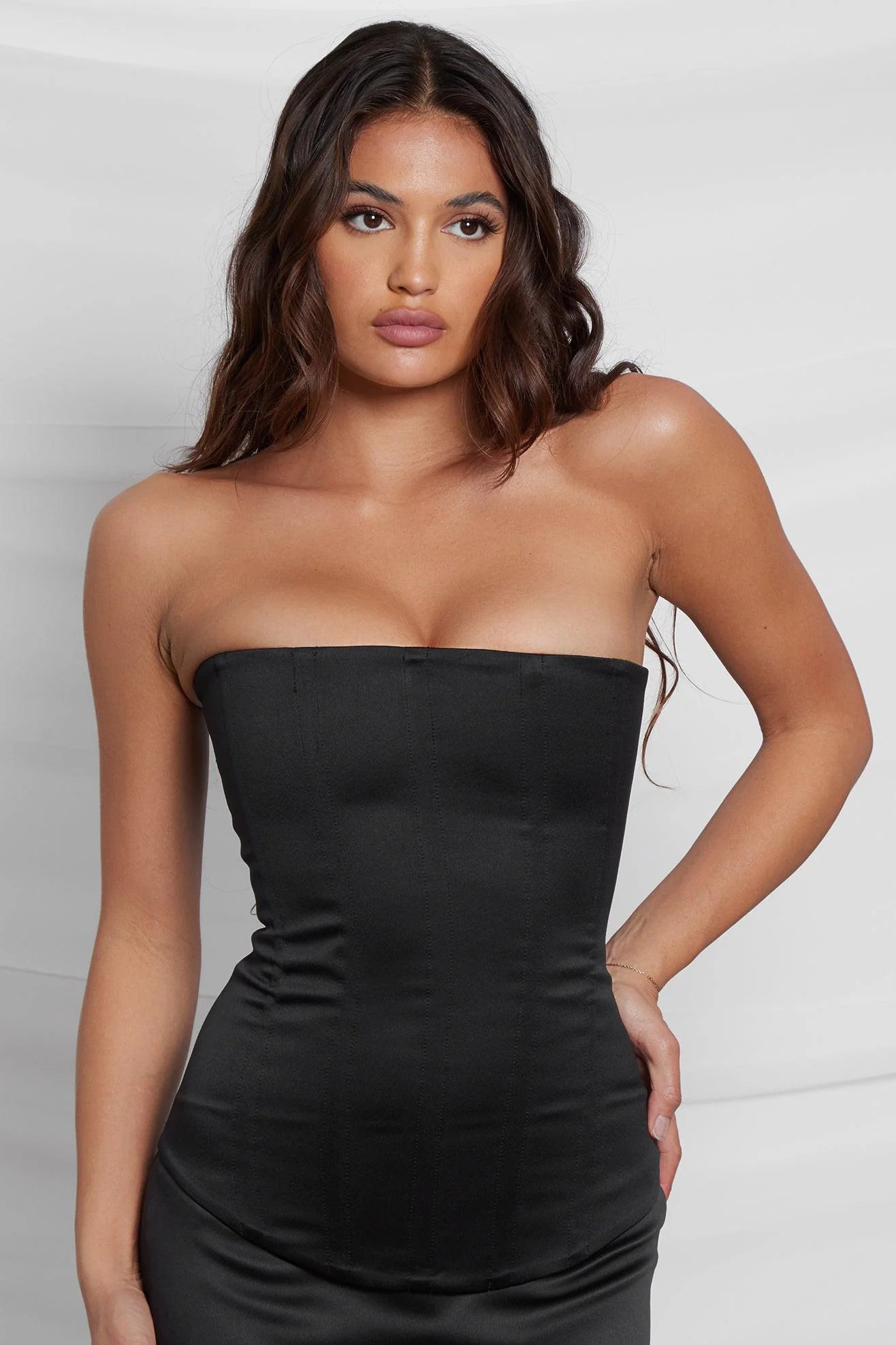 Sphynx Satin Corset Top - Black | LEAU (US)