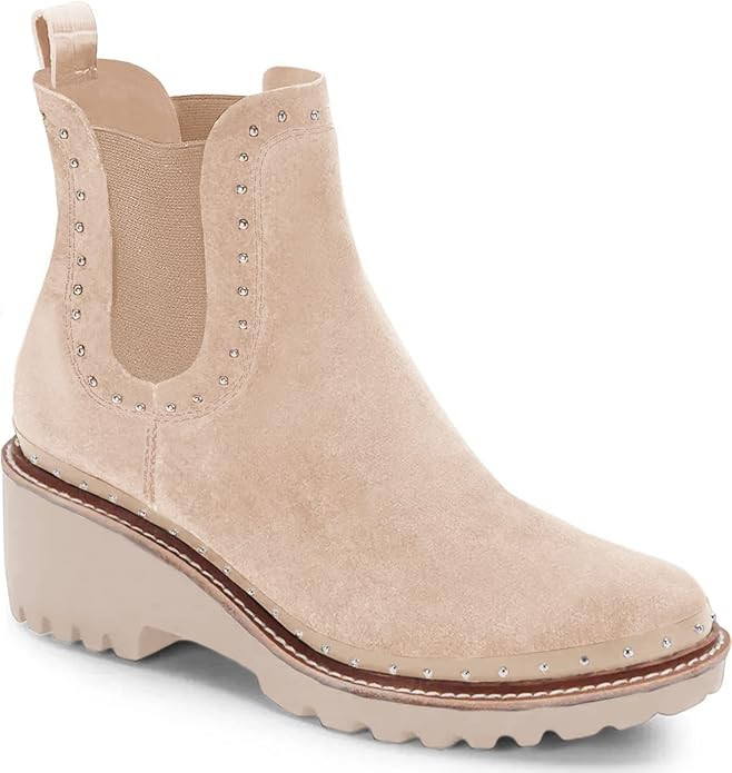 Shemoday Women's Lug Sole Platform Ankle Booties Slip on Chunky Block Heel Leather Combat Boots | Amazon (US)