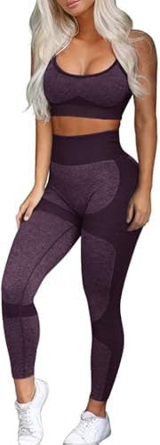 OLCHEE Women’s Workout Sets 2 Piece - Seamless Yoga Leggings and Cross-Strap Sports Bra Gym Out... | Amazon (US)