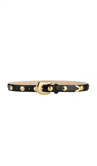 Patent Studded Belt in Black & Gold | Revolve Clothing (Global)