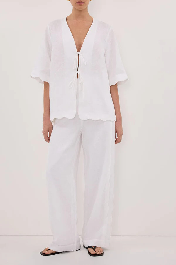 LELA WHITE LINEN PANT | DISSH