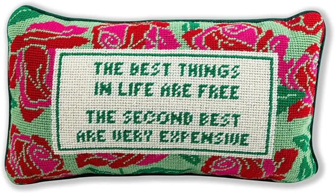 FURBISH Handmade Needlepoint Decorative Throw Pillow - Expensive - 9" x 15" - Small Embroidered A... | Amazon (US)