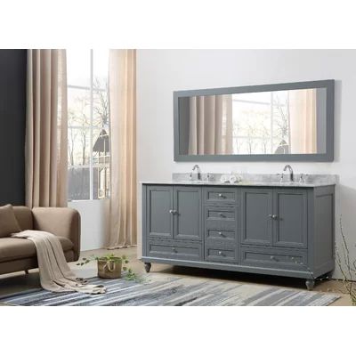 Casner Classic 72" Double Bathroom Vanity Set with Mirror Canora Grey Base Finish: Gray | Wayfair North America