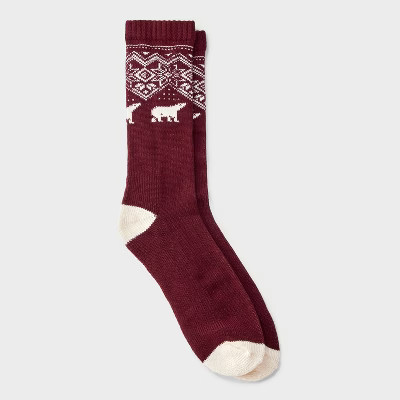 Men's Bear Crew Socks - Goodfellow & Co™ Red/Ivory/White 6-12 | Target