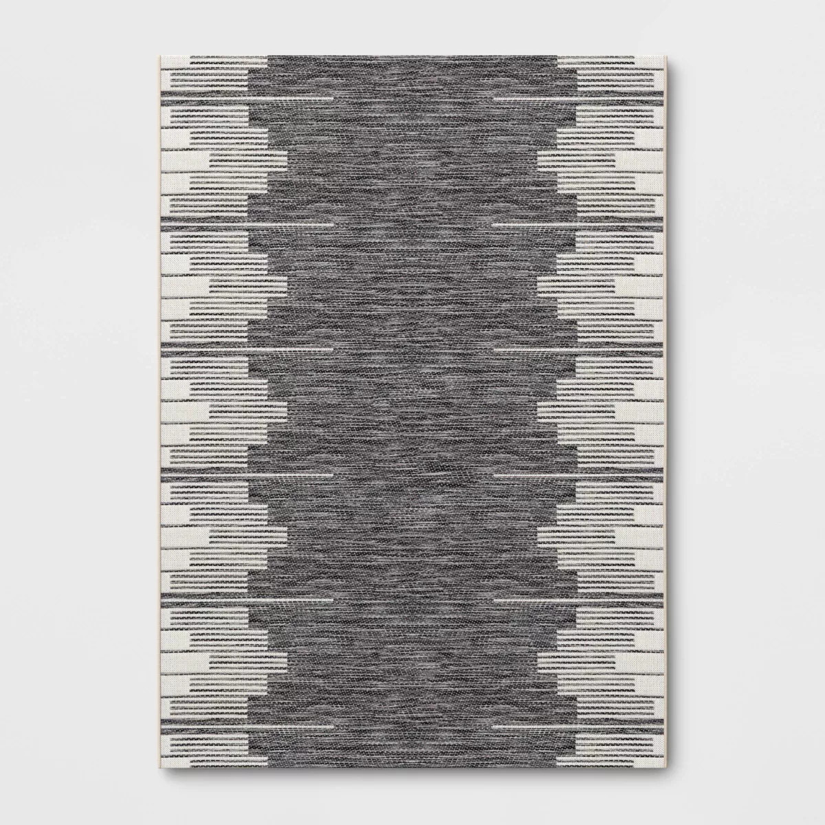 6'7"x9' Graphic Steps Outdoor Rug Black - Threshold™: Woven Polypropylene, Flatweave | Target