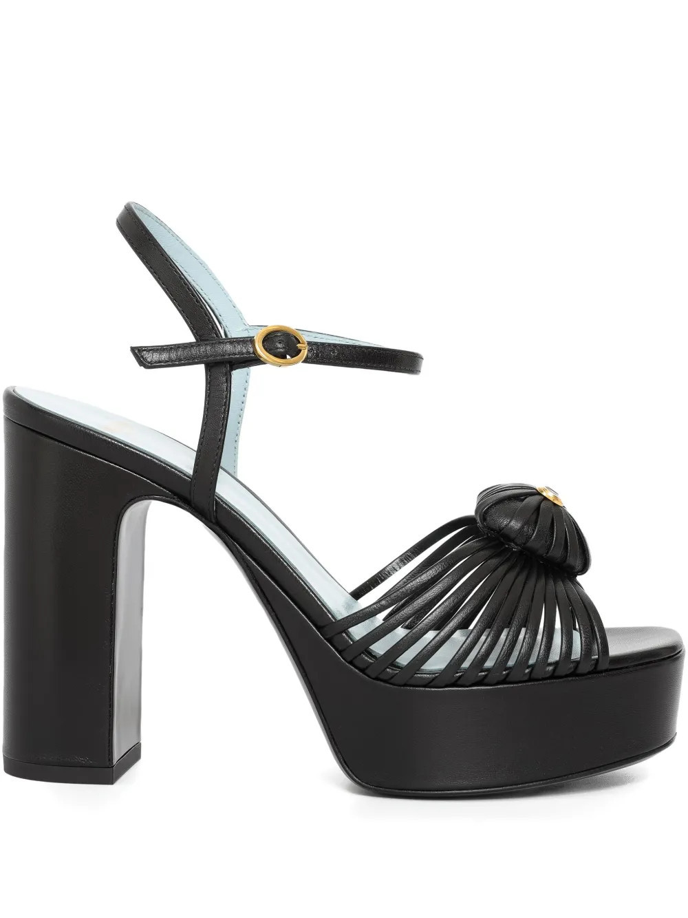 Valentino Garavani Coeur Royal platform sandals in kidskin 115mm - Black | Farfetch Global