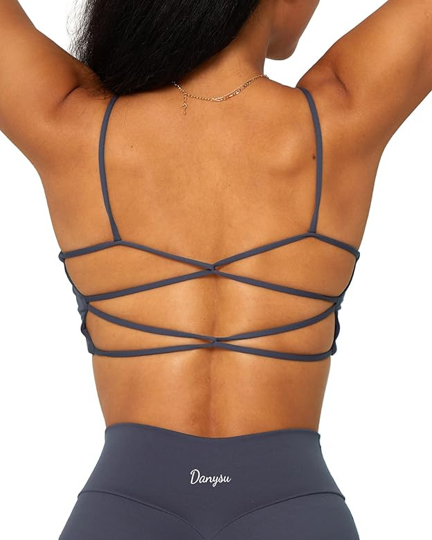 Danysu Backless Sports Bra Buttery Soft Workout Tops with Removable Padded Yoga Training Bras Strapp | Amazon (US)