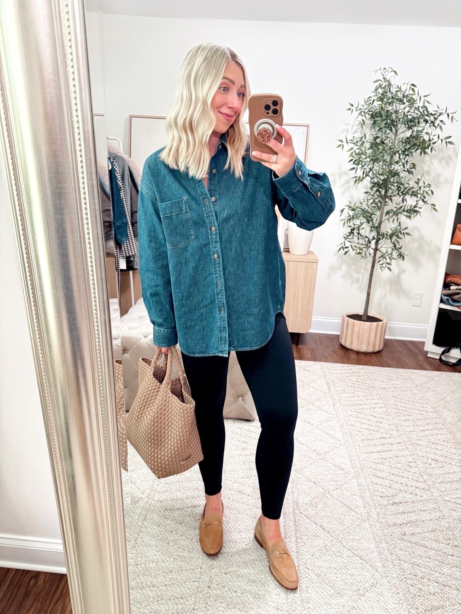 Finally grabbed my favorite denim top in the darker wash! Dark Blue shown here: 
Bleu In The Dark // I also have Light Blue: 
 7 Yrs Pctr Ths Bleu
-Shoes run TTS!

Denim on denim, Aritzia, frame denim, Clare V, winter outfits, Sam Edelman, petite outfits 

#LTKSaleAlert #LTKFindsUnder100 #LTKWorkwear