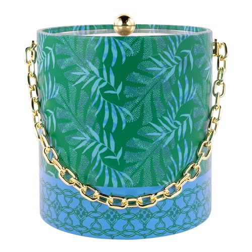 Lilly Pulitzer Ice Bucket with Gold Handle, Double Wall Ice Holder, Ice Container with Lid, Acrylic Ice Bucket for Cocktail Bar and Outdoor Parties, It's a Jungle Out There | Amazon (US)