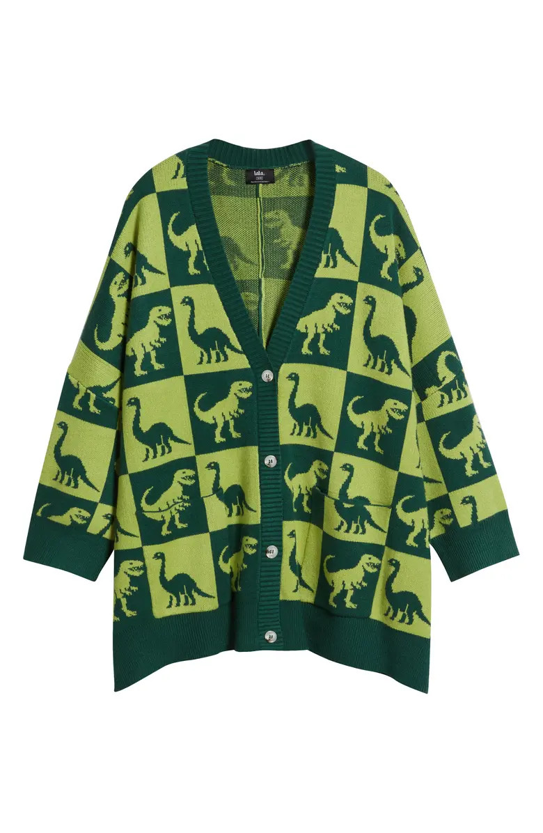 Dino Drama Oversize Jacquard Cardigan | Nordstrom