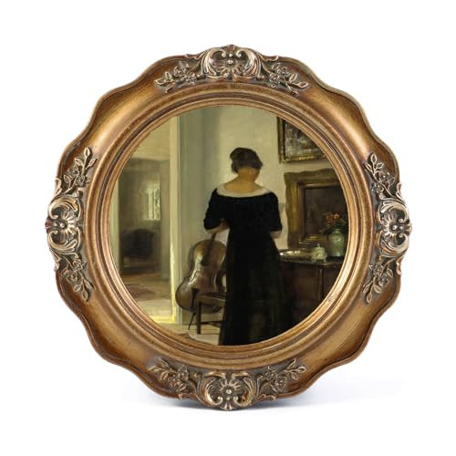 SIKOO Vintage Picture Frames 3x3 Small Antique Round Picture Frame Tabletop and Wall Mount Vintage Mini Wall Decor Bronze Gold | Amazon (US)