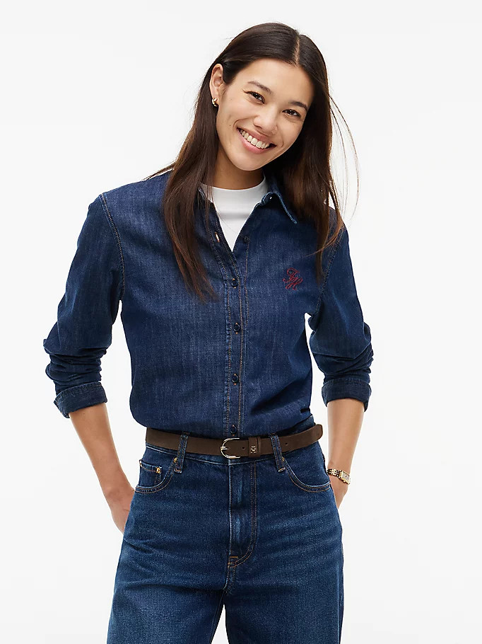 Relaxed Fit Logo Embroidery Denim Shirt | Tommy Hilfiger UK