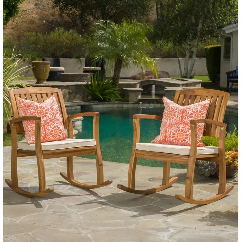 Coyne Acacia Rocking Chair with Cushion (Set of 2) | Wayfair North America