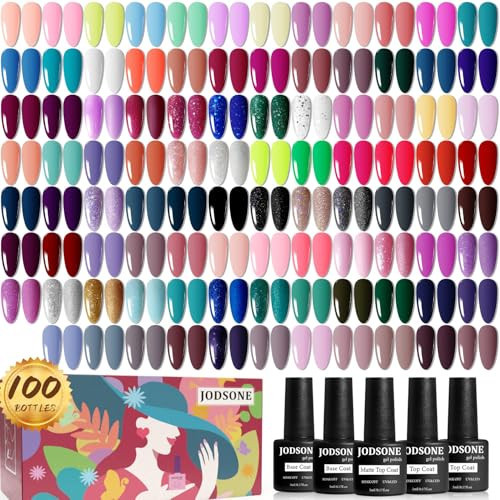 JODSONE Gel Nail Polish Starter Set 100 Pieces Multi-color Gel Nail Polish Nail Salon Home Use In Shine | Amazon (US)