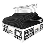 Hanger Central 100 pack 17 Inch Black Velvet Clothes Hangers with Swivel Hook | Walmart (US)