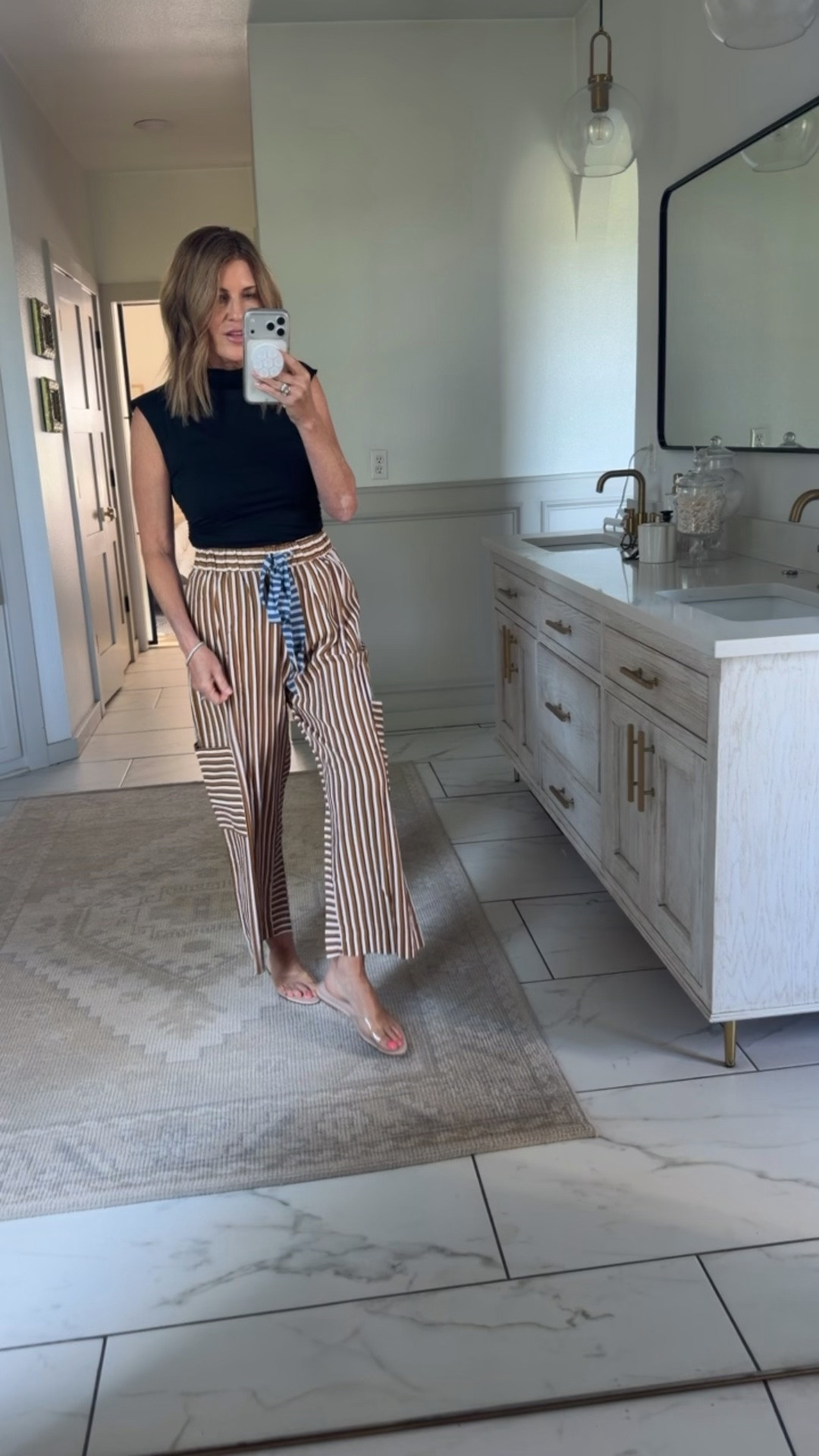 Drawstring striped pants loose wide leg lounge pants casual culottes

#LTKOver40