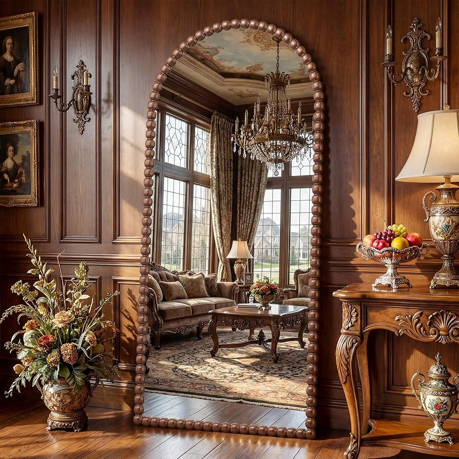 Antok Floor Mirror, 76"×34" Vintage Full Length Mirror Beaded Full Body Mirror with Stand, Hangi... | Amazon (US)