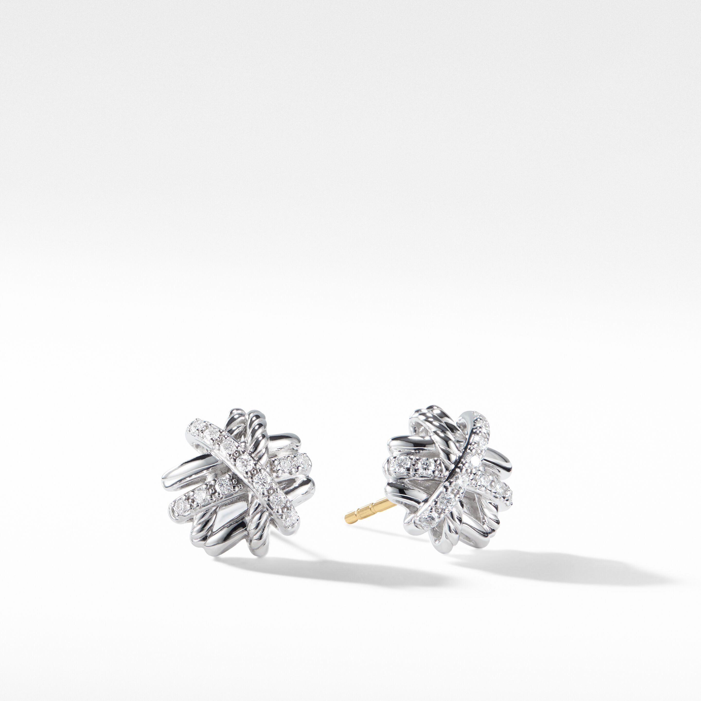 Crossover Stud Earrings in Sterling Silver with Pavé Diamonds | David Yurman