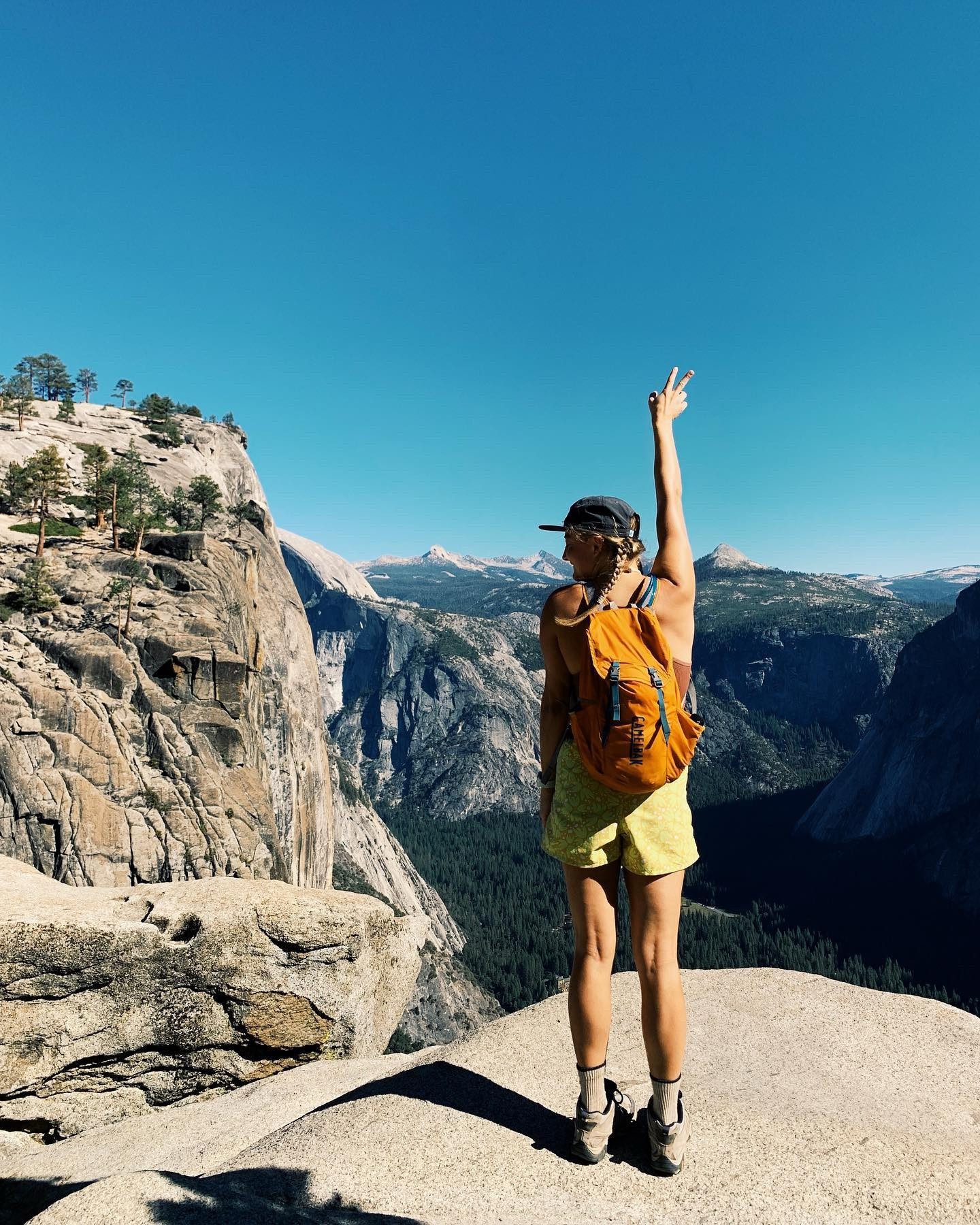 the view from the top and my cute friends 

📍 Upper Yosemite Falls Hike 

what a tough one! 

7.35 miles, 3321 ft of elevation in the first half and all in under 5 hours 

but absolutely worth it ! 

#womenwhohike #adventuregirlstravel #outdoorsygirl #yosemitenationalpark #californiaadventure #radgalscollective