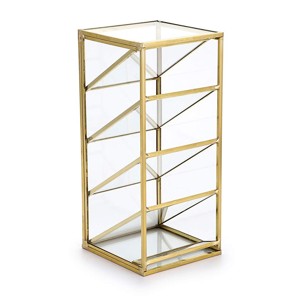 Hipiwe Vintage Gold Metal Desk Organizer - Glass Make up Brushes lipstick Holder Dresser Organize... | Amazon (US)