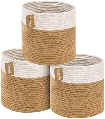 YOUDENOVA Woven Rope Storage Cubes Bins, 11x11x11 Cotton Rope Basket Modern Round Organizer Baske... | Amazon (US)