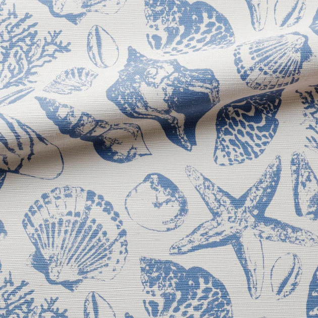 Coquillages Dusty Blue/Natural Grasscloth Wallcovering | Cailini Coastal