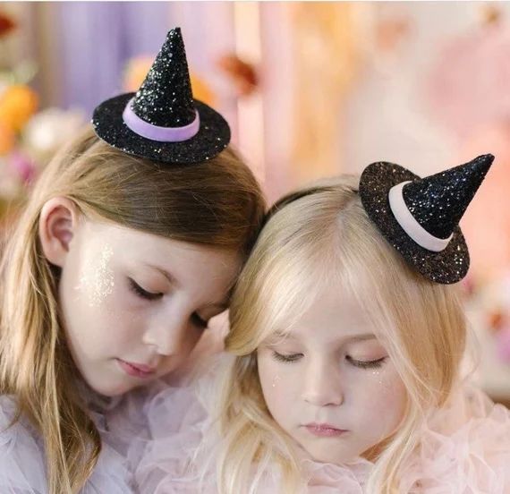Read the full title
    Witch Hat || Mini and Large Witch Hat || Halloween Hat || Glitter Witch H... | Etsy (US)