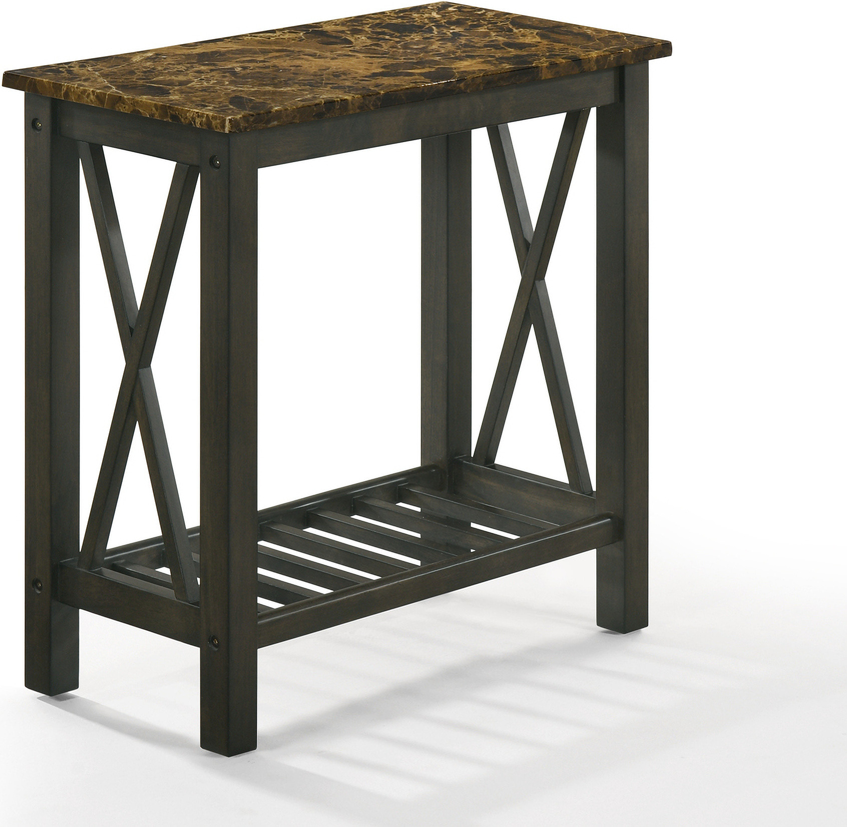 Eden Chairside Table with Faux Marble Top In Espresso | 1stopbedrooms