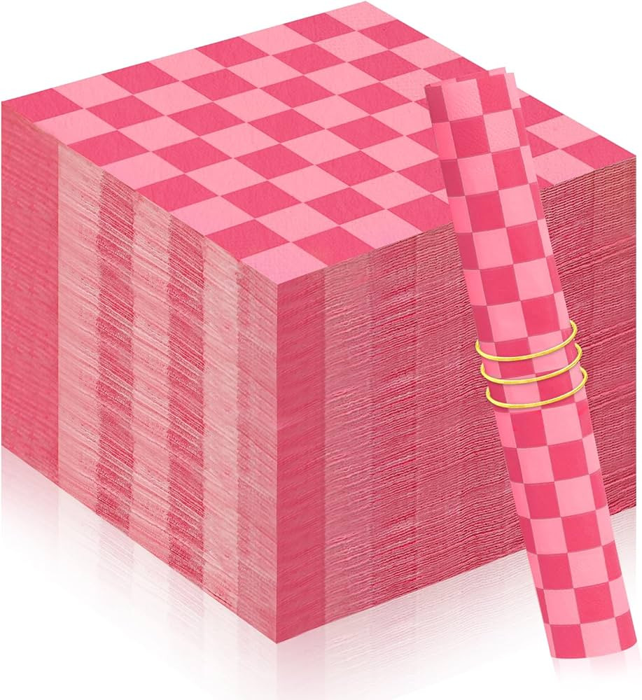150Pcs Hot Pink Buffalo Plaid Napkins 5 * 5in Disposable Gingham Napkin Cocktail Napkins Party Be... | Amazon (US)