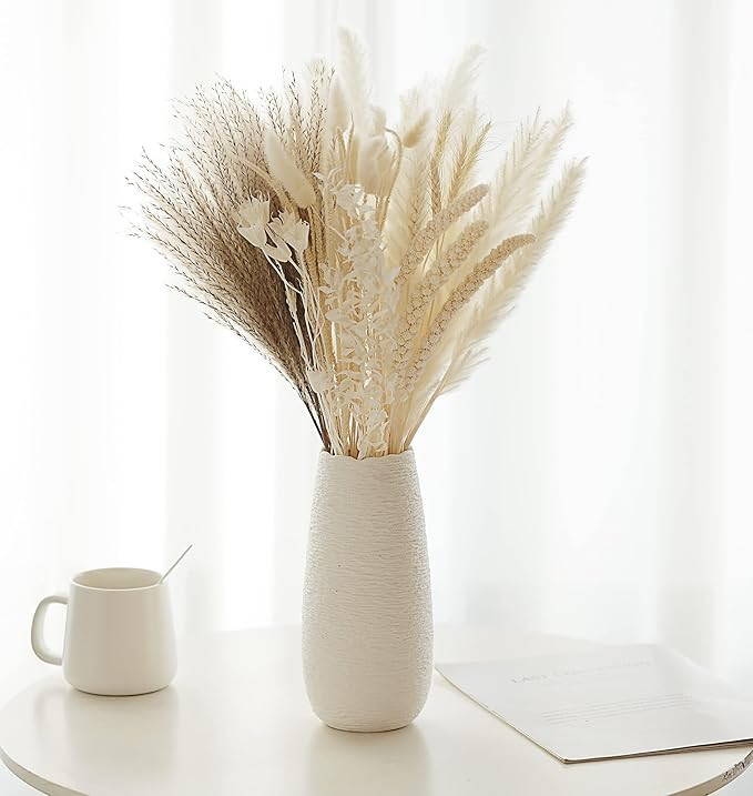 Natural Dried Pampas Grass - 85 Stems Assorted Dried Flowers for Vase – Includes 17 Inch White ... | Amazon (US)