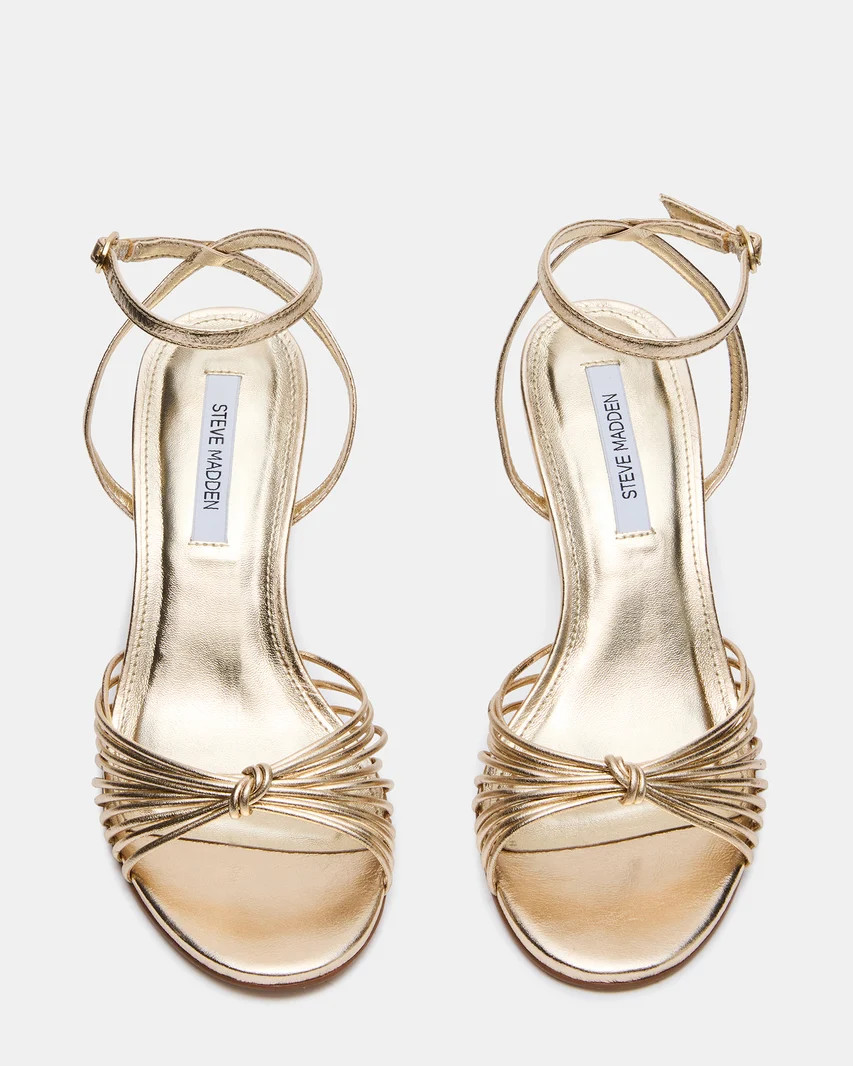 SUKI Gold Leather Strappy Women's Heel | Steve Madden (US)