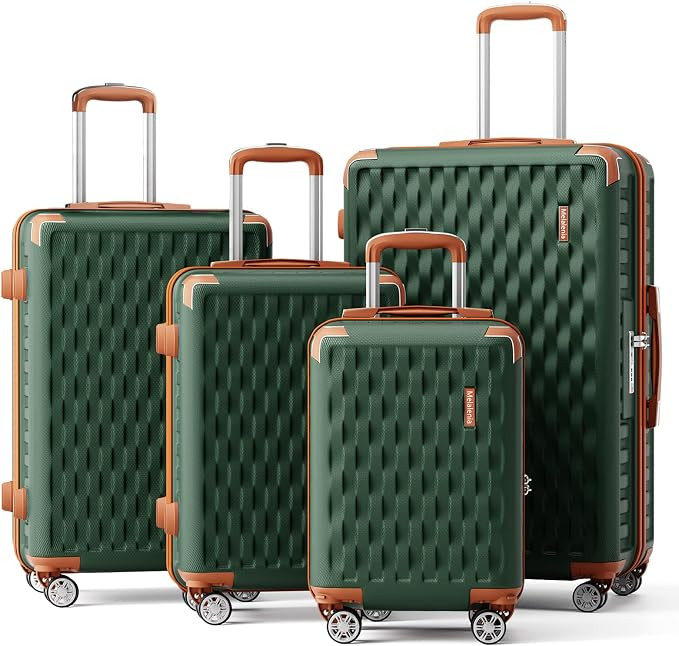 Melalenia Luggage Sets 4 Piece Hard Shell Carry on Suitcase with Spinner Wheels and TSA Lock, Lig... | Amazon (US)