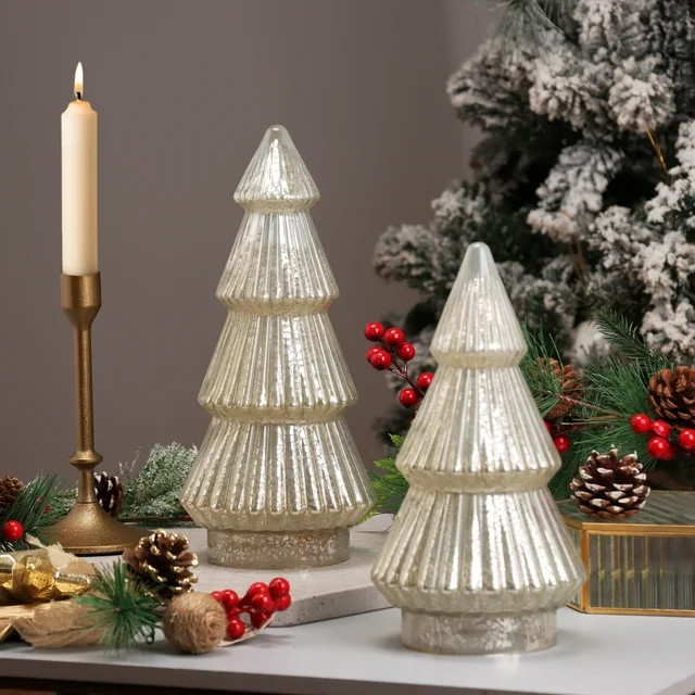 Better Homes & Gardens 12‘’  Decorative Tabletop Christmas Tree in Mercury Ribbed White Glass... | Walmart (US)