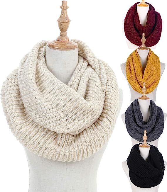 Dimore Womens Winter Ribbed Knit Infinity Circle Loop Scarf Thick Ribbed | Amazon (US)