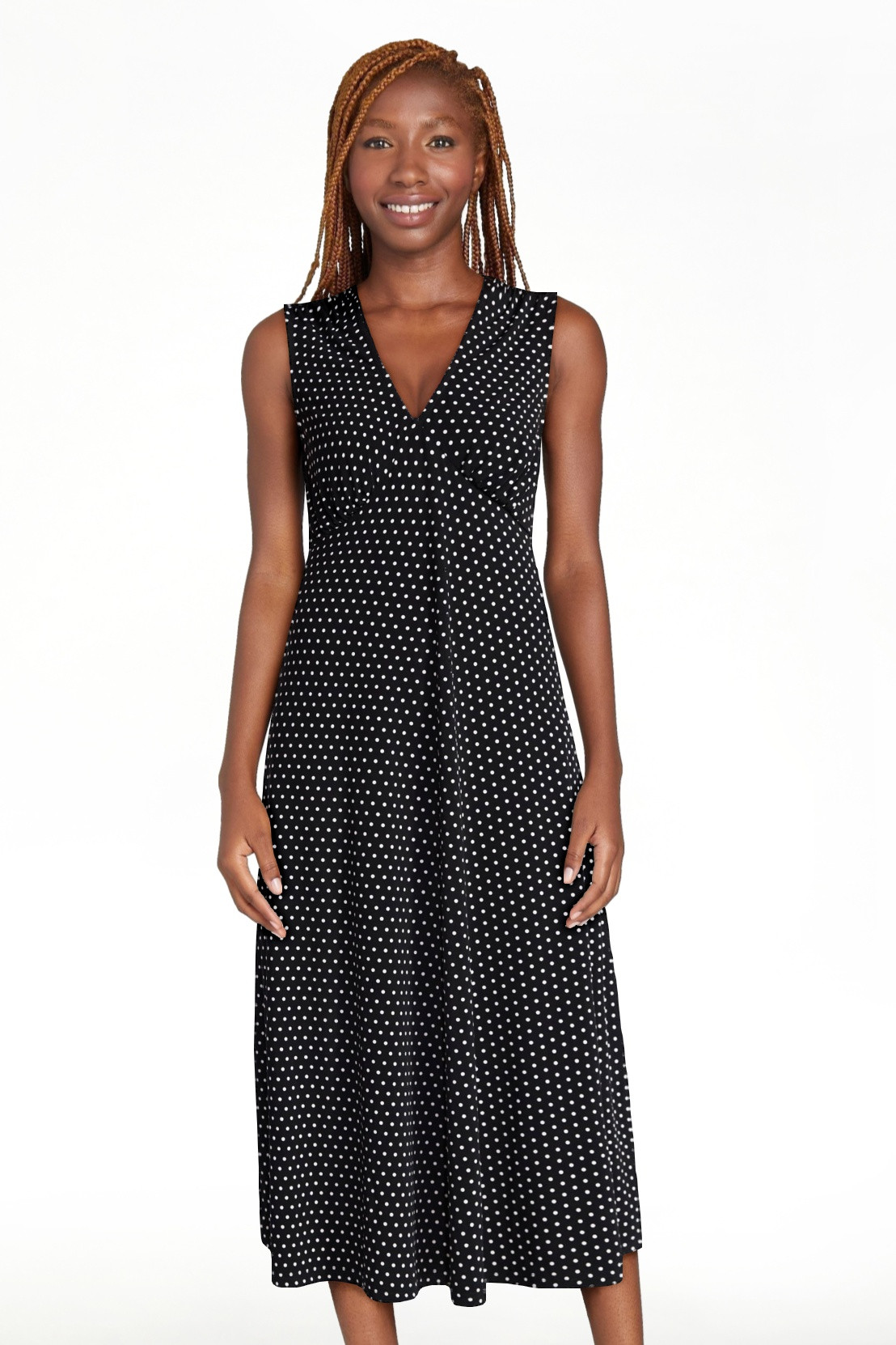 Time and Tru Women's Sleeveless V-Neck Printed Midi Dress, Sizes XS-XXXL | Walmart (US)