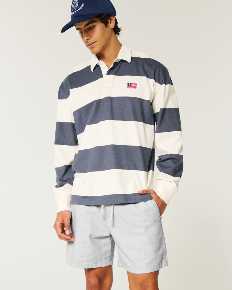 Men's Mid-Thigh Linen-Blend Pull-On Shorts | Men's Clearance | HollisterCo.com | Hollister (US)