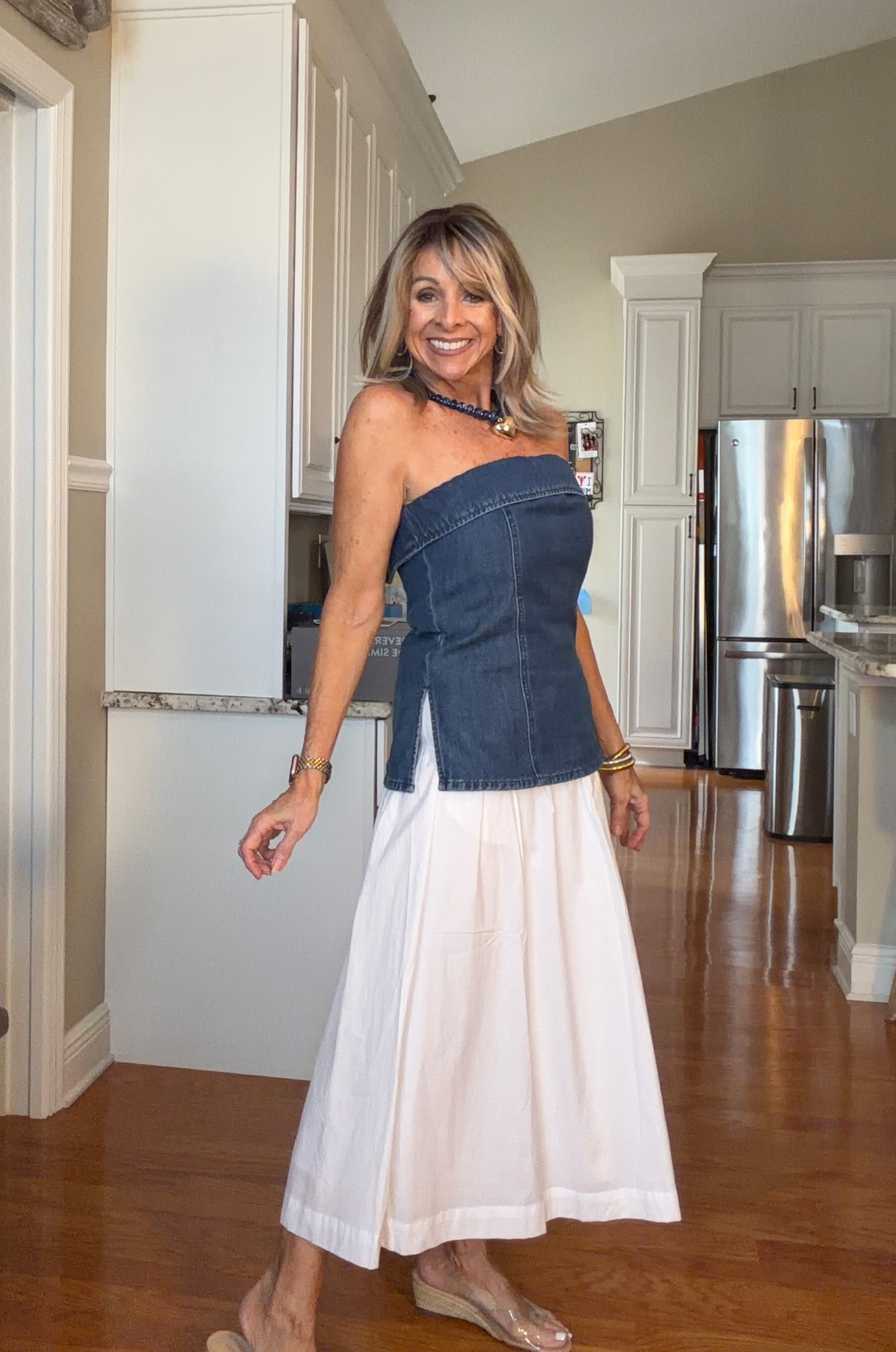 The cutest denim top that actually stays put! It’s in mega sale too. Such a versatile piece. 
Spring 2026 outfits
Date night
Sale 


#LTKOver40 #LTKSaleAlert